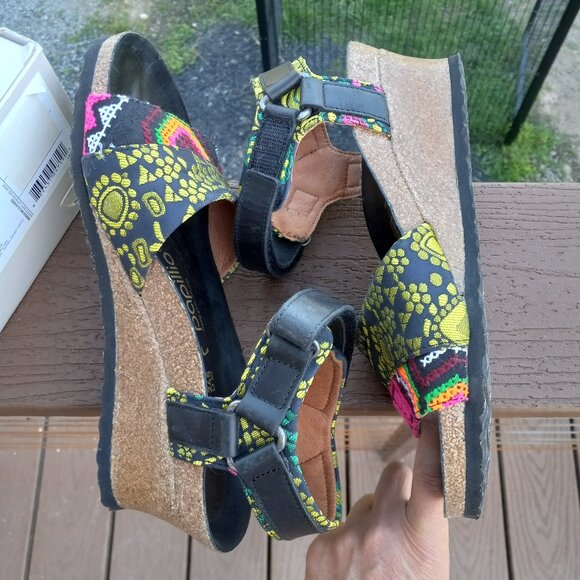 Birkenstock Papillio Eve Pap Texture Black Multi Color Wedge Sz 38 US 7 - 7.5 - Picture 5 of 16